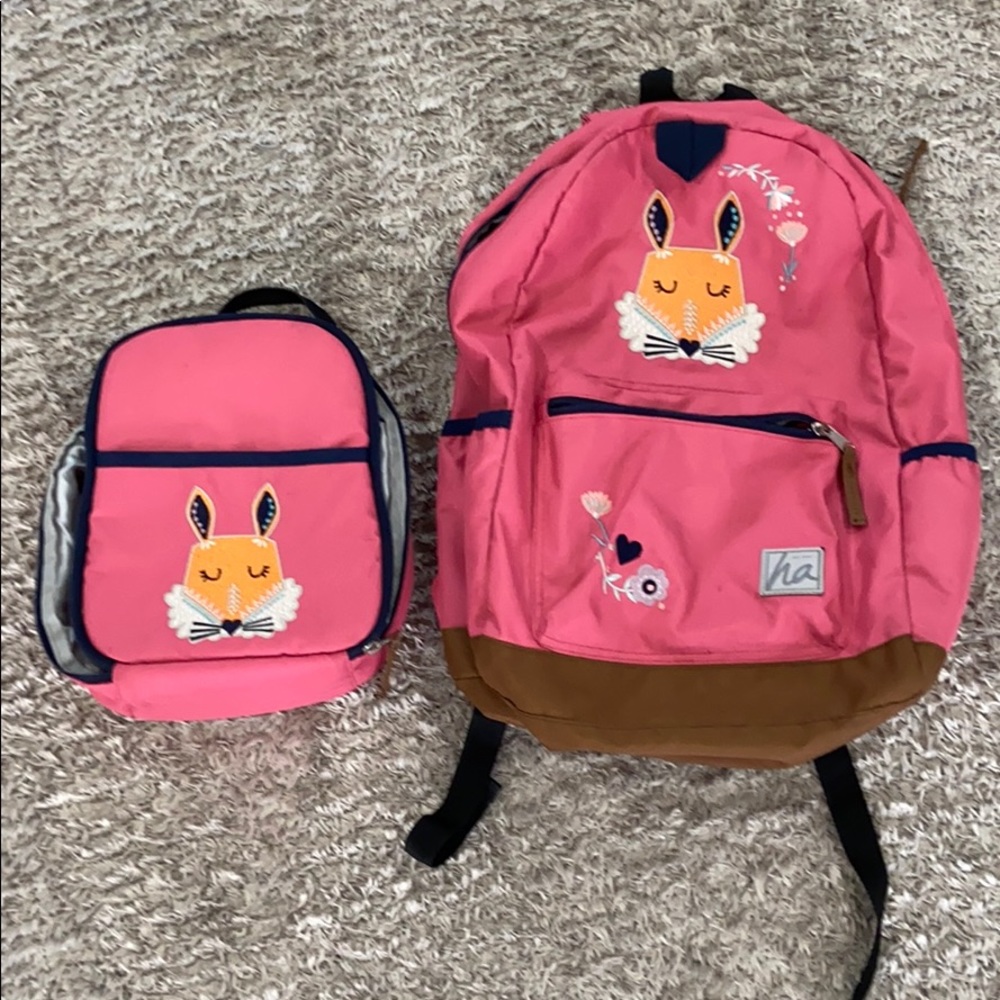 Hanna Andersson Pink Fox Backack & Lunch Box Set
